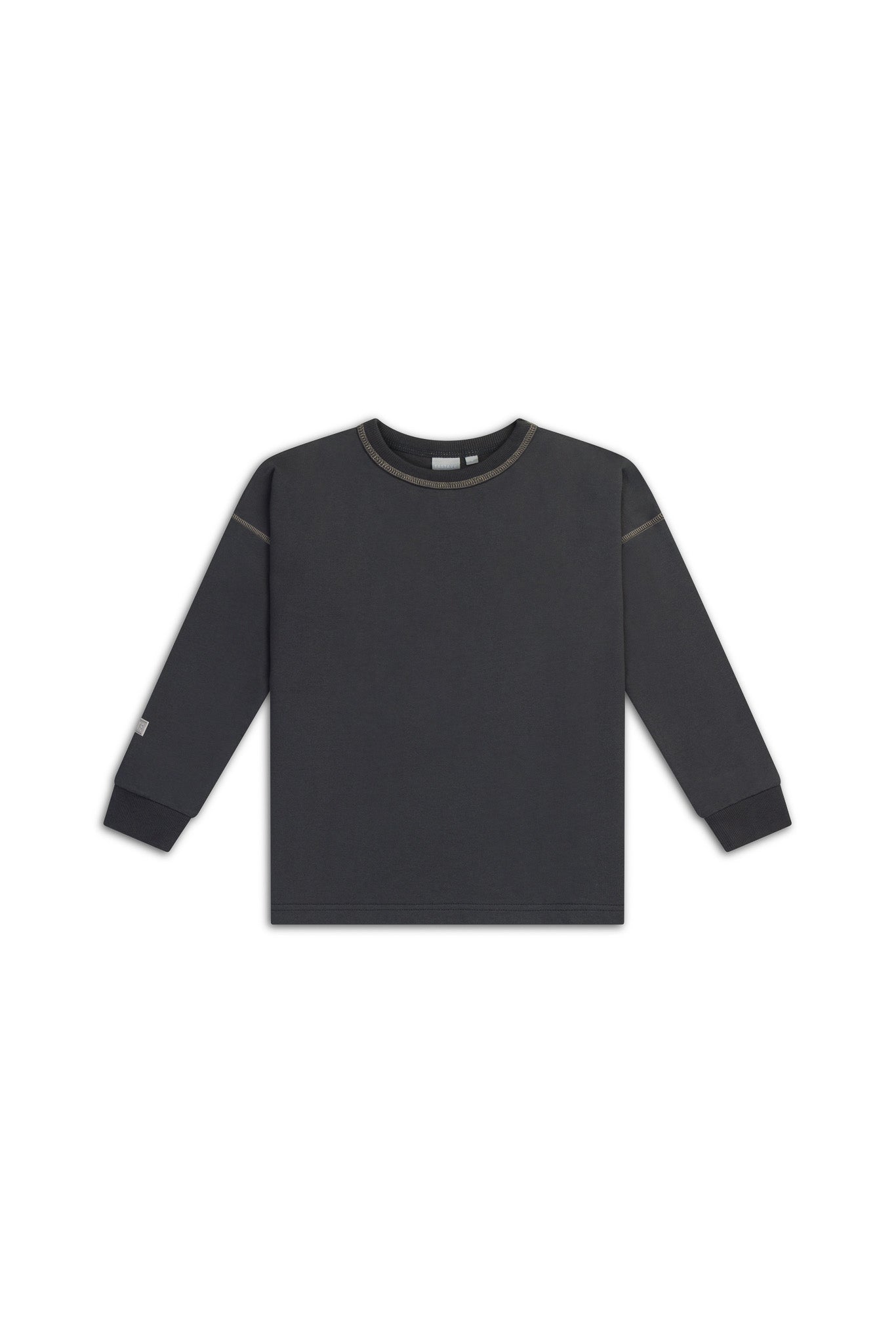 Kids Long Sleeve Cover Stitch Tee - Midnight Grey