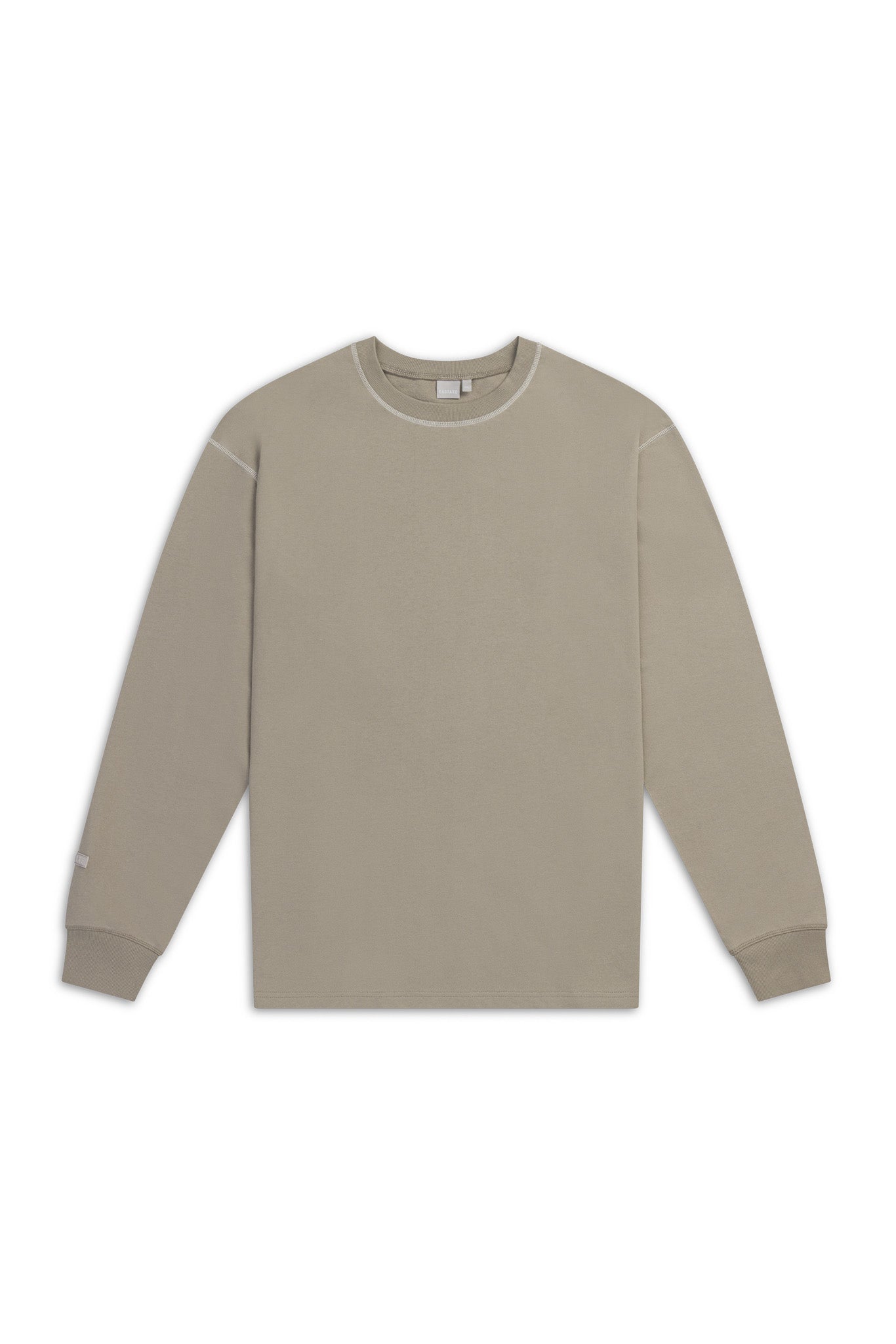 Long Sleeve Cover Stitch Tee - Taupe