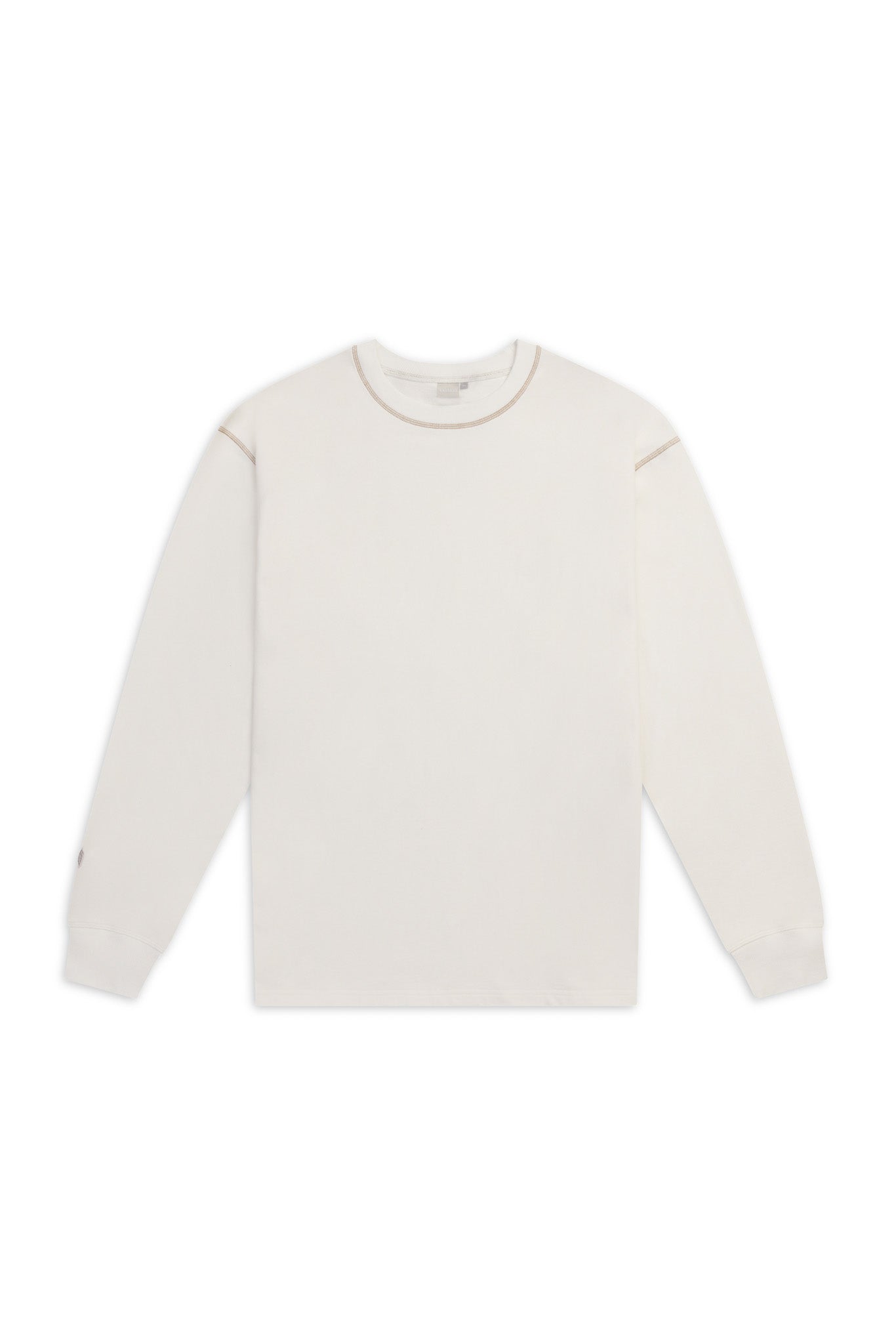 Long Sleeve Cover Stitch Tee - White