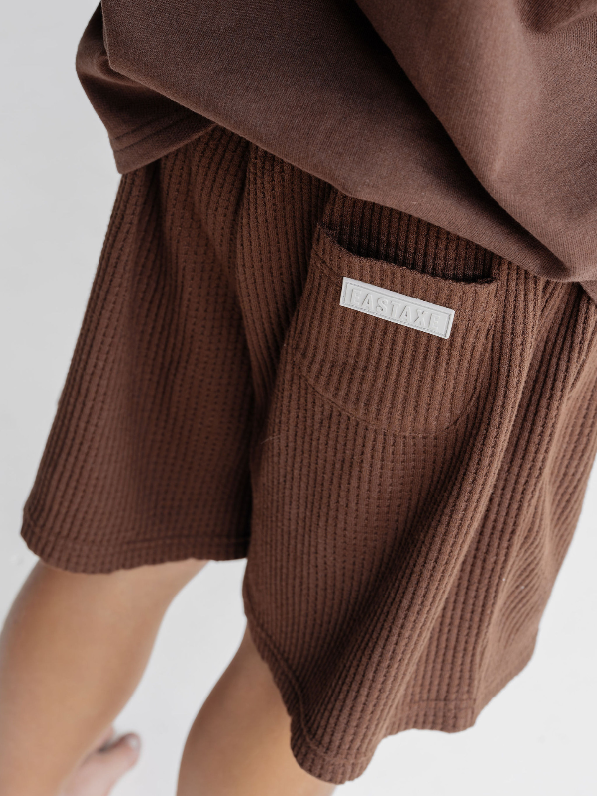 Kids Waffle Shorts - Brown