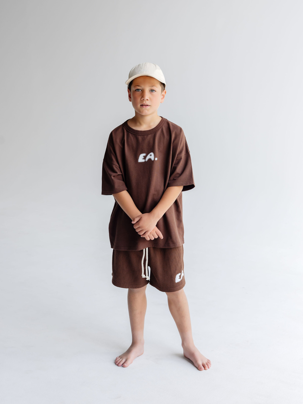 Kids Waffle Shorts - Brown