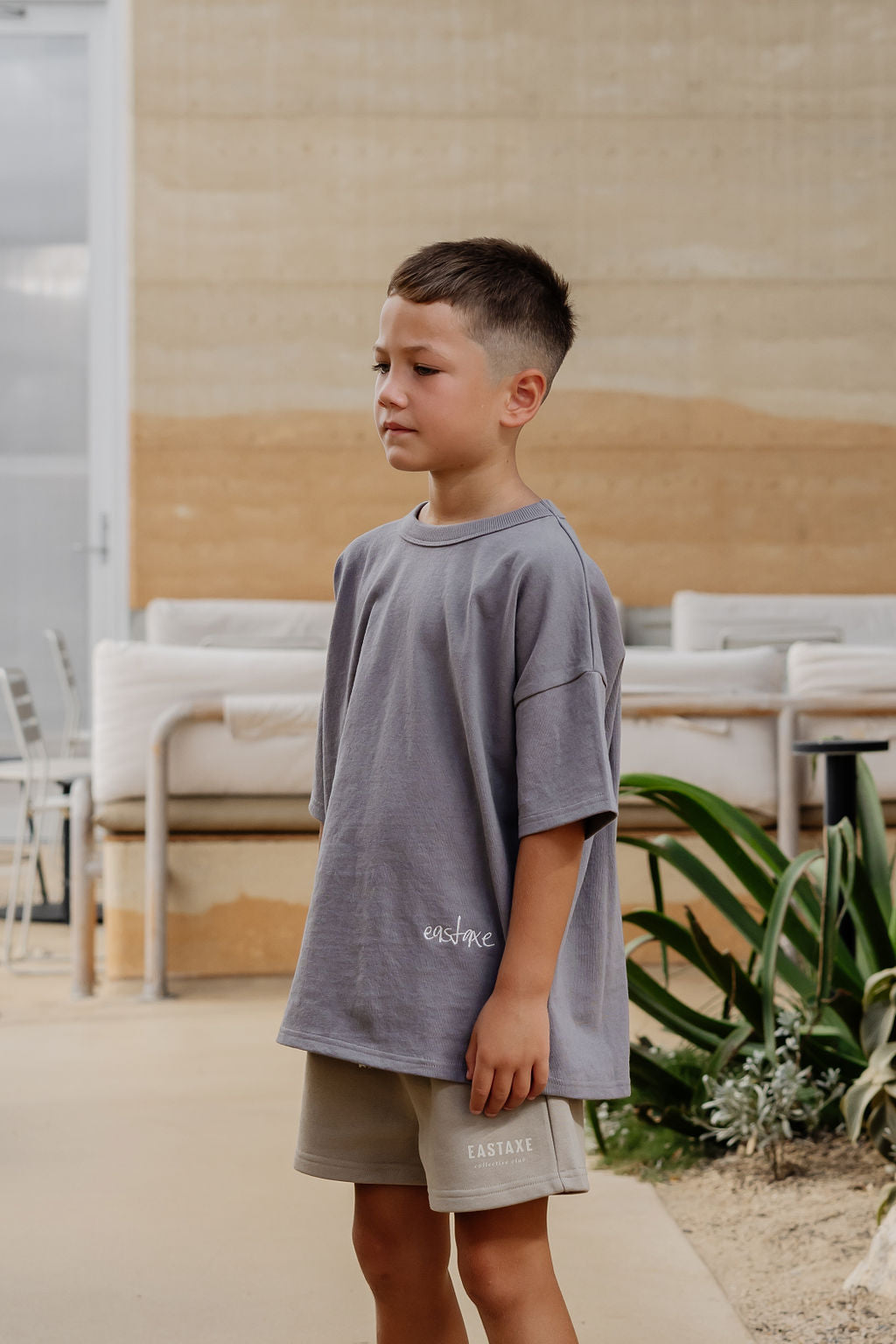 Kids Block Tee - Washed Grey