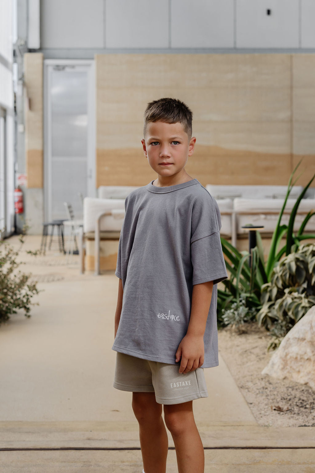 Kids Block Tee - Washed Grey