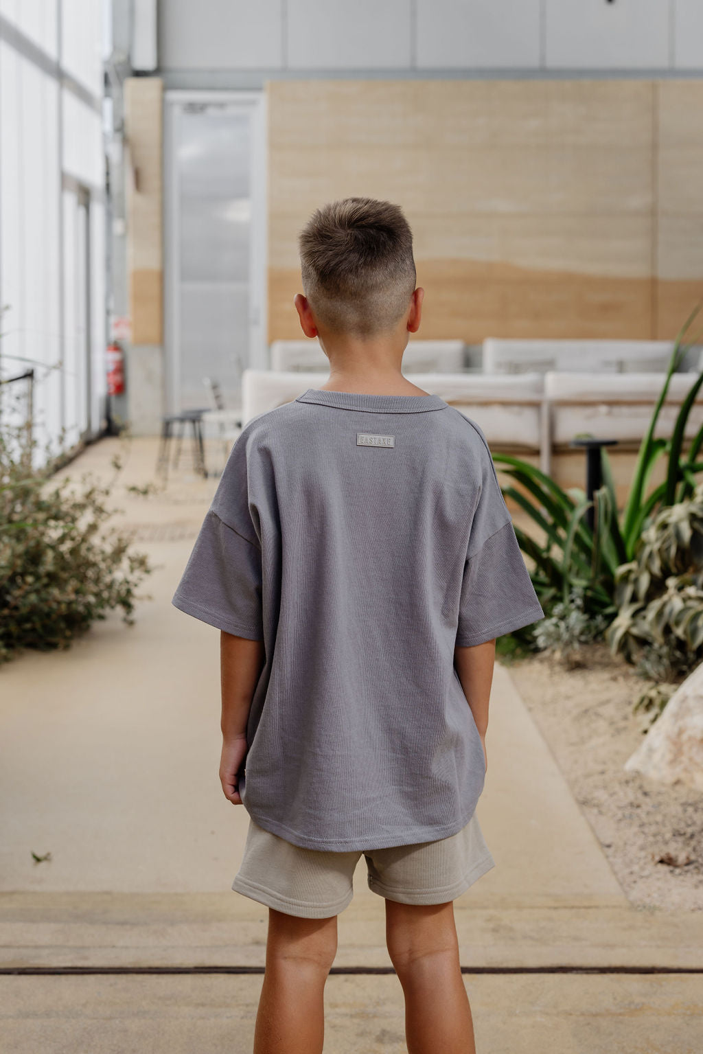 Kids Block Tee - Washed Grey