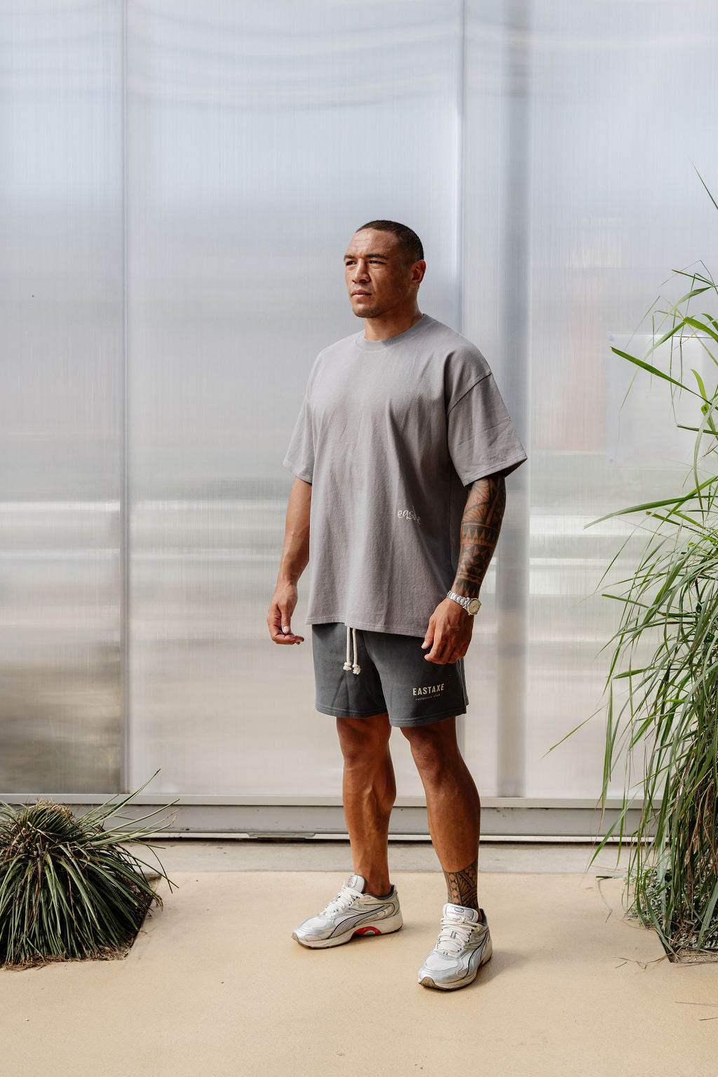Unisex Block Tee - Washed Grey