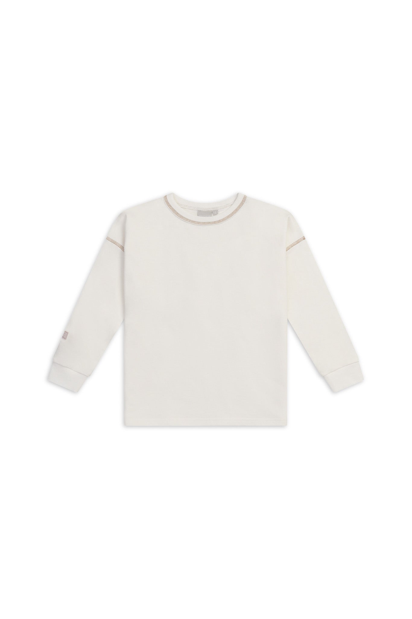 Kids Long Sleeve Cover Stitch Tee - White