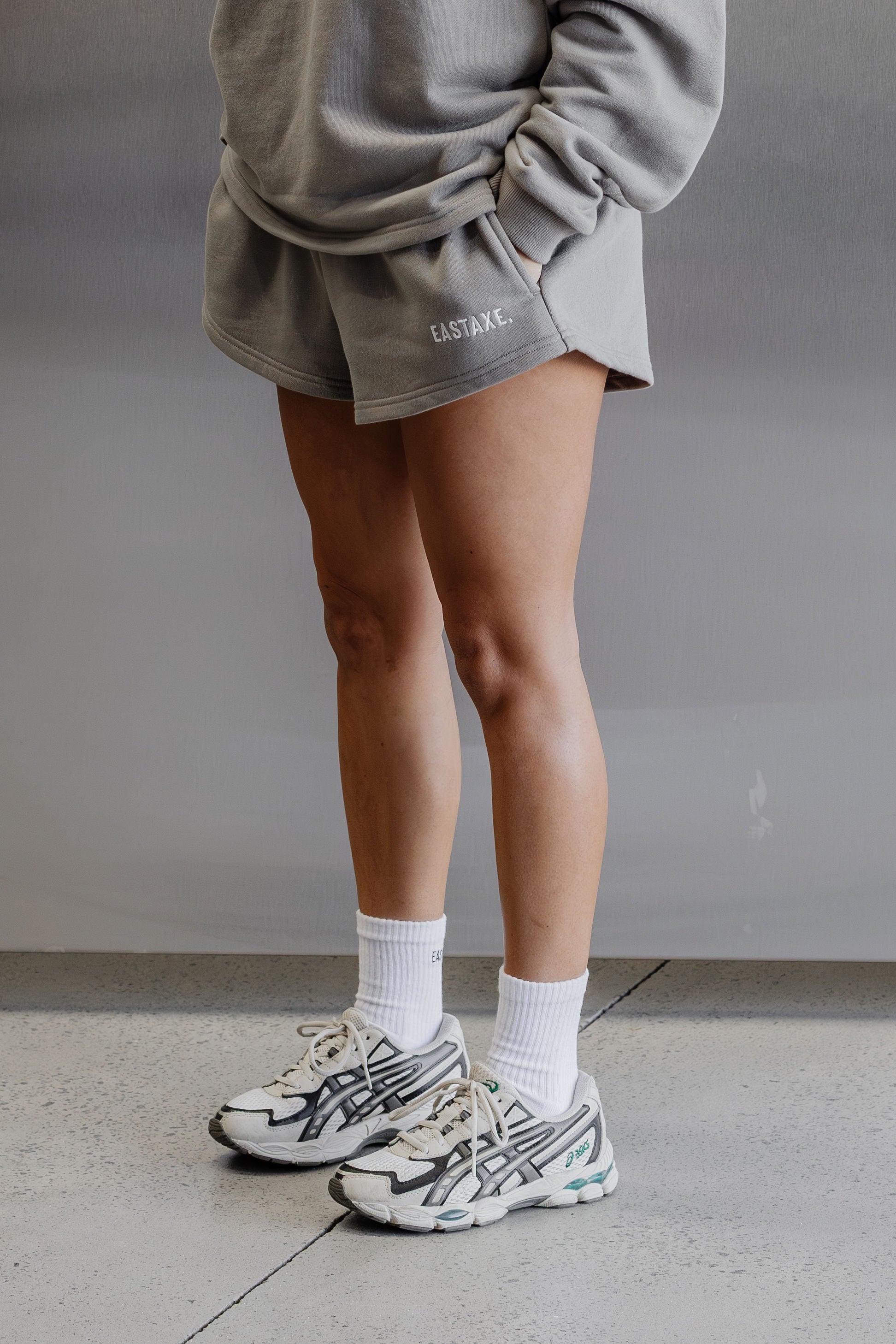 Womens High Rise Shorts - Stone