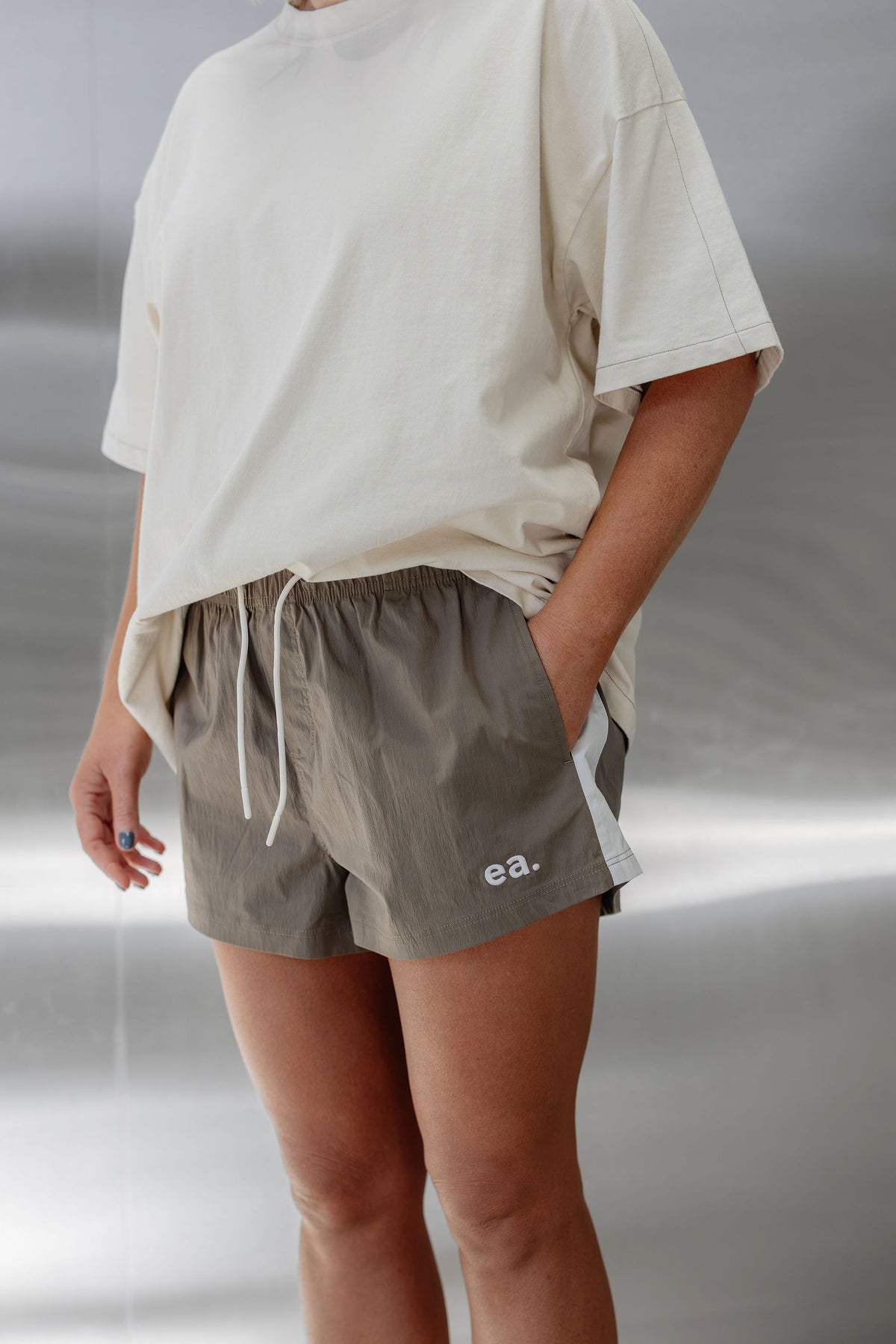Womens High Rise Swim Shorts - Dune