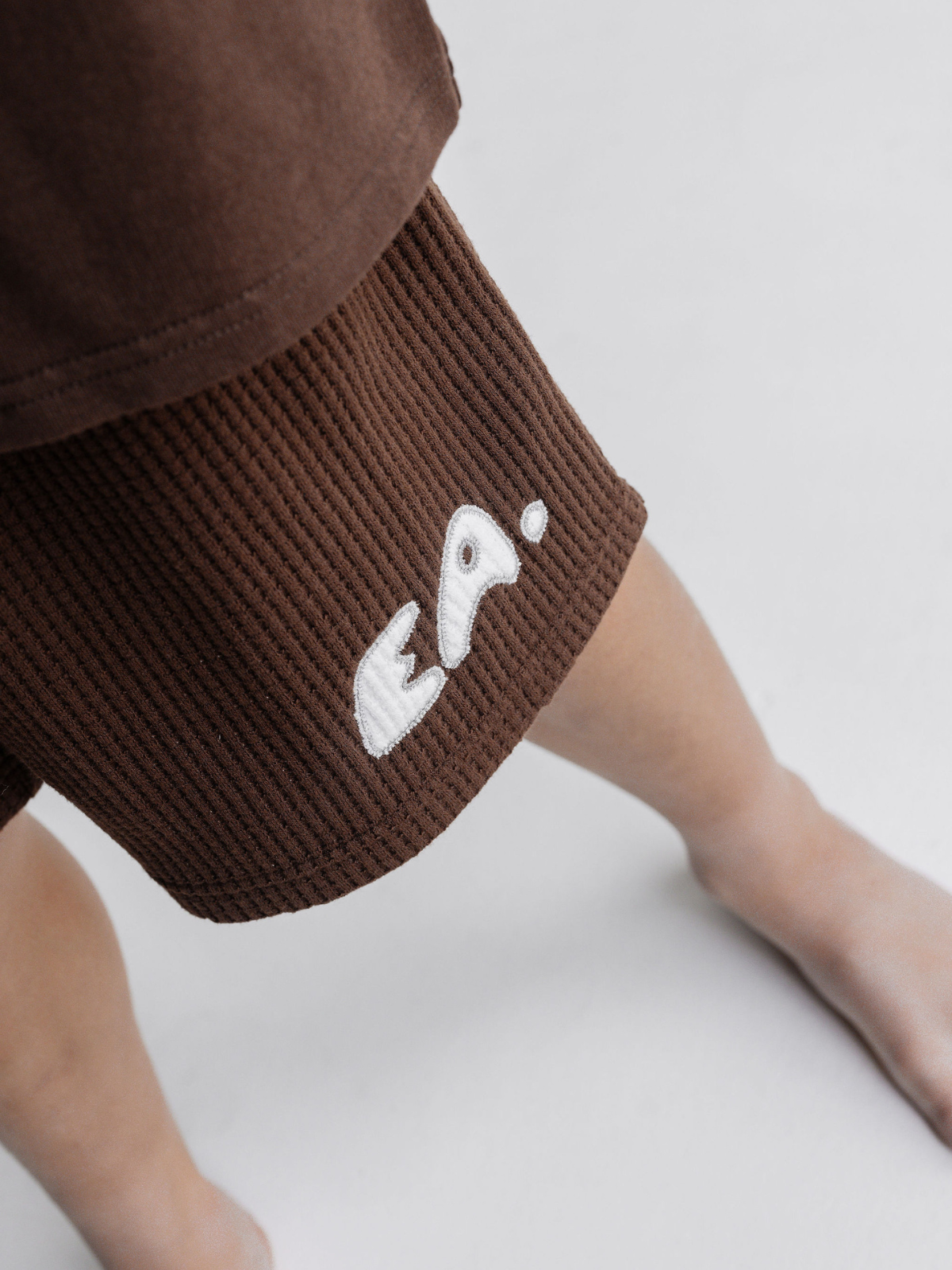 Kids Waffle Shorts - Brown