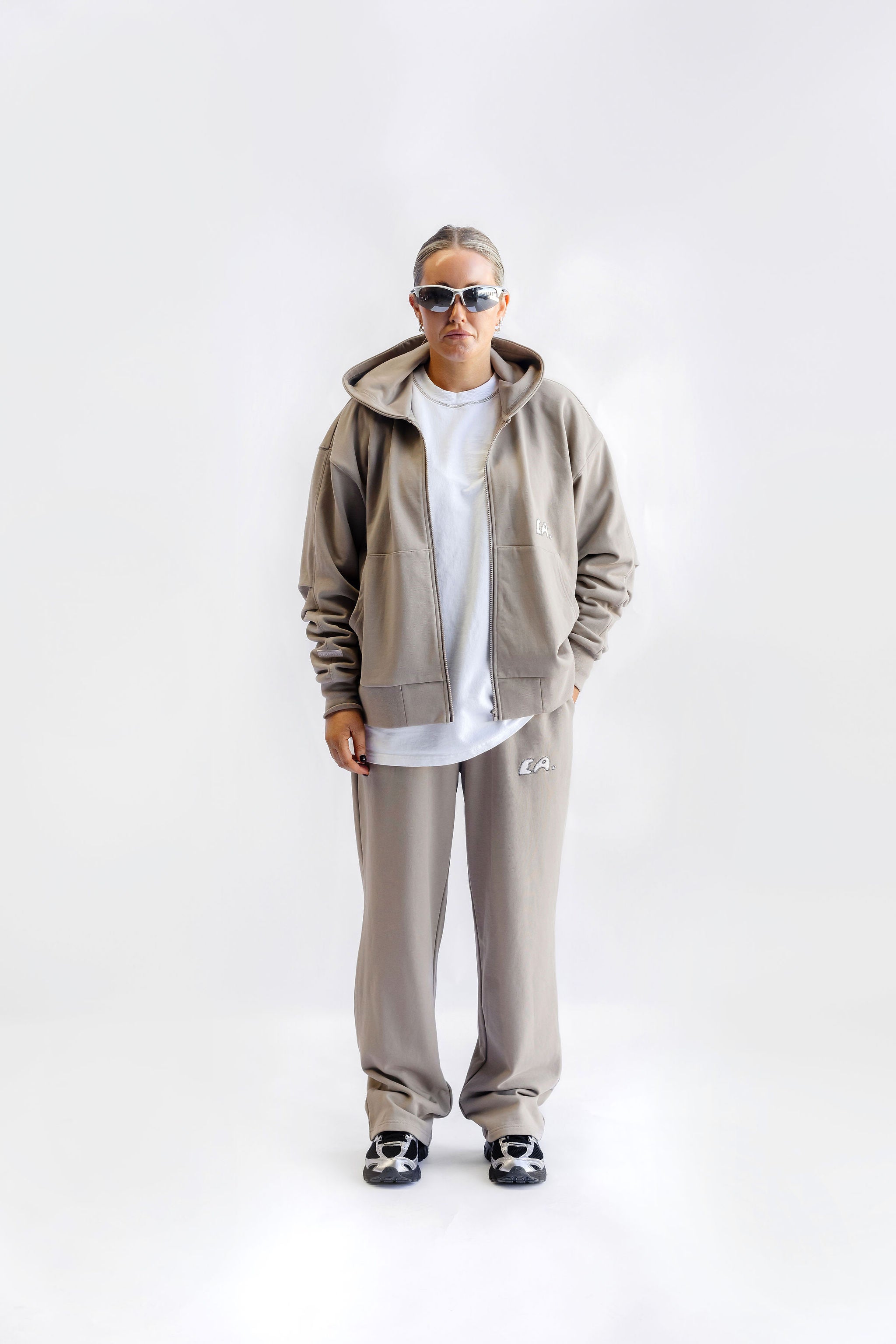 Unisex Wide Leg Trackpant - Taupe