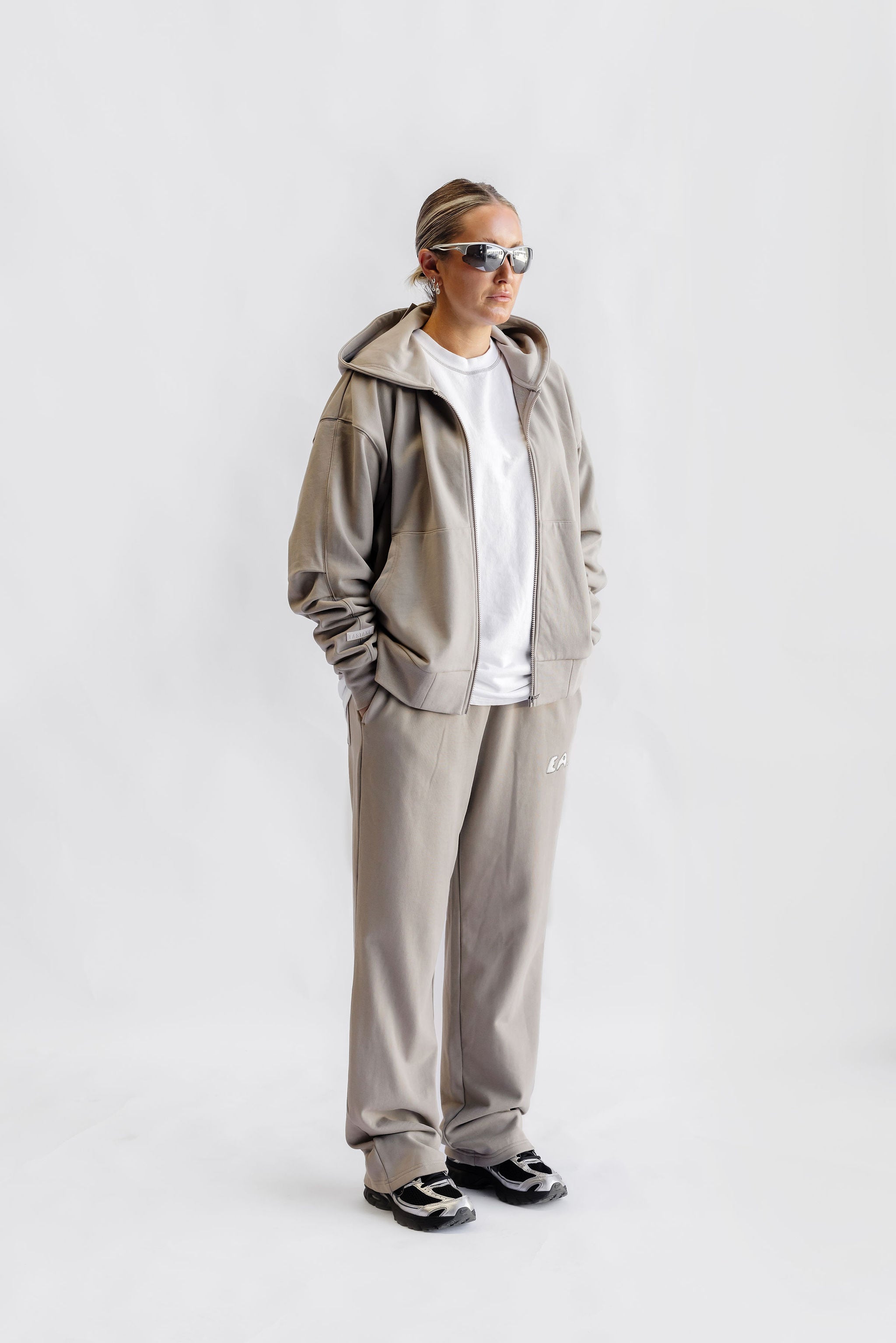 Unisex Wide Leg Trackpant - Taupe