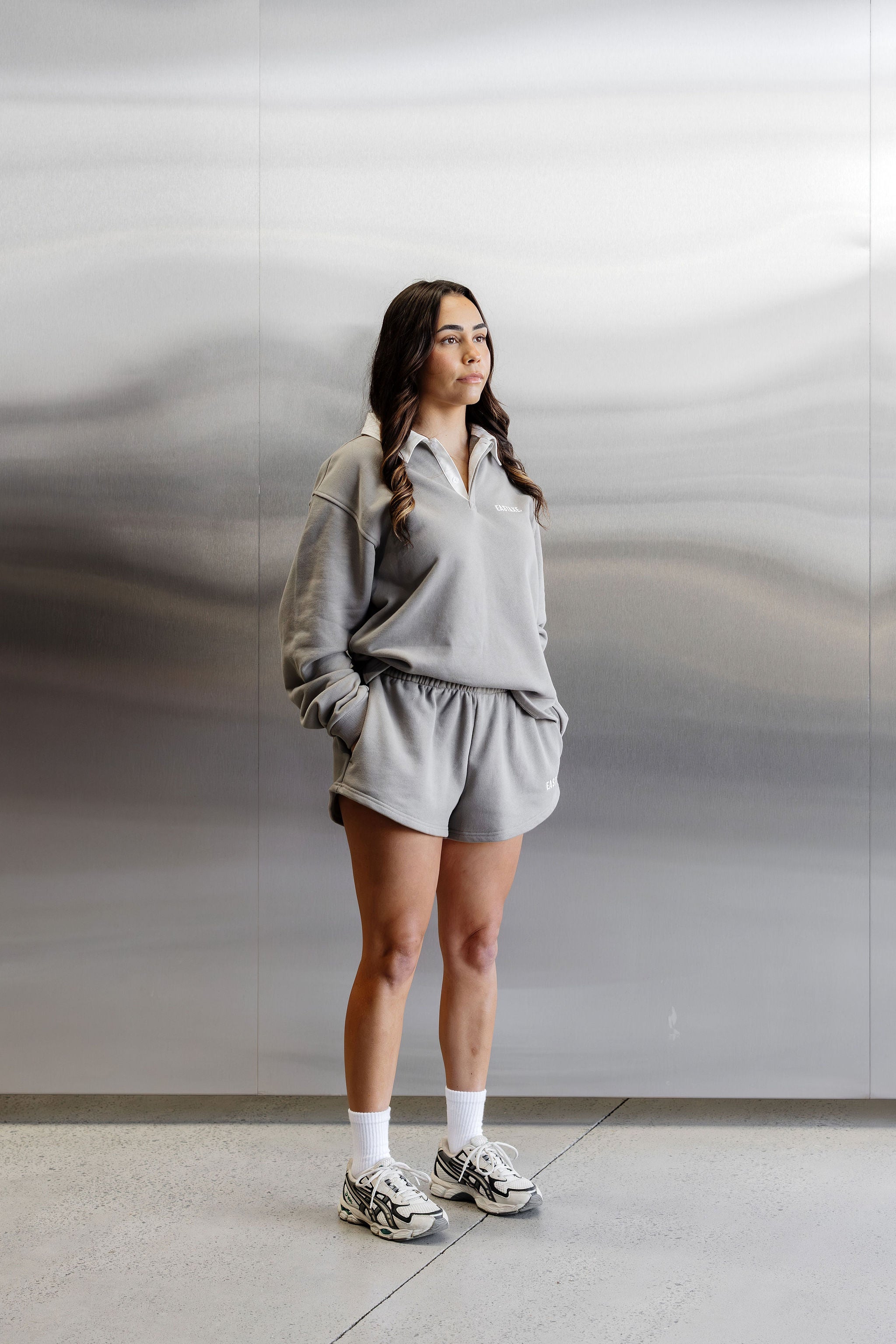 Womens High Rise Shorts - Stone