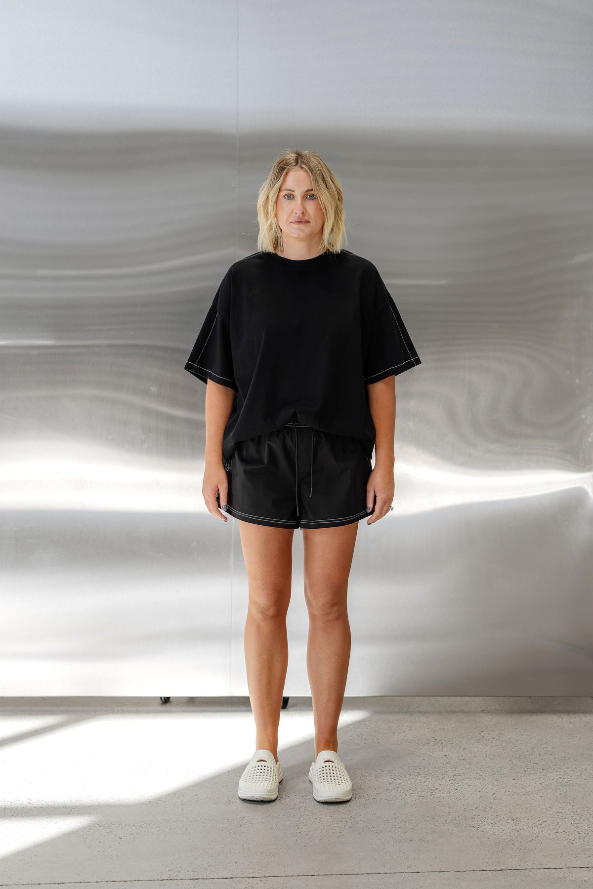 Womens High Rise Swim Shorts - Black