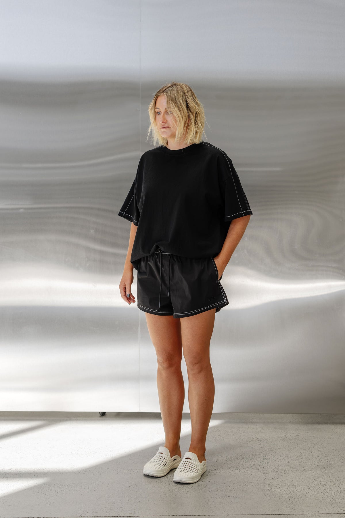 Womens High Rise Swim Shorts - Black