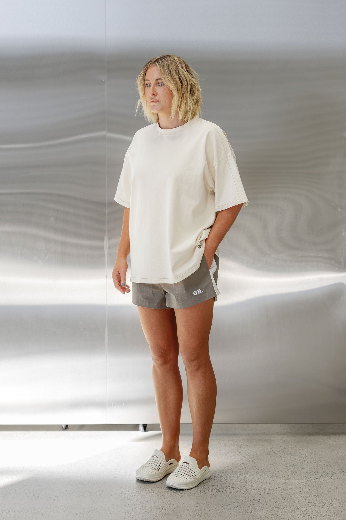 Womens High Rise Swim Shorts - Dune